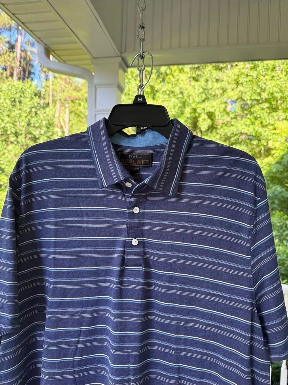 Jos. A. Bank Reserve  Navy and White Tailored Fit 100% Pima Cotton Polo